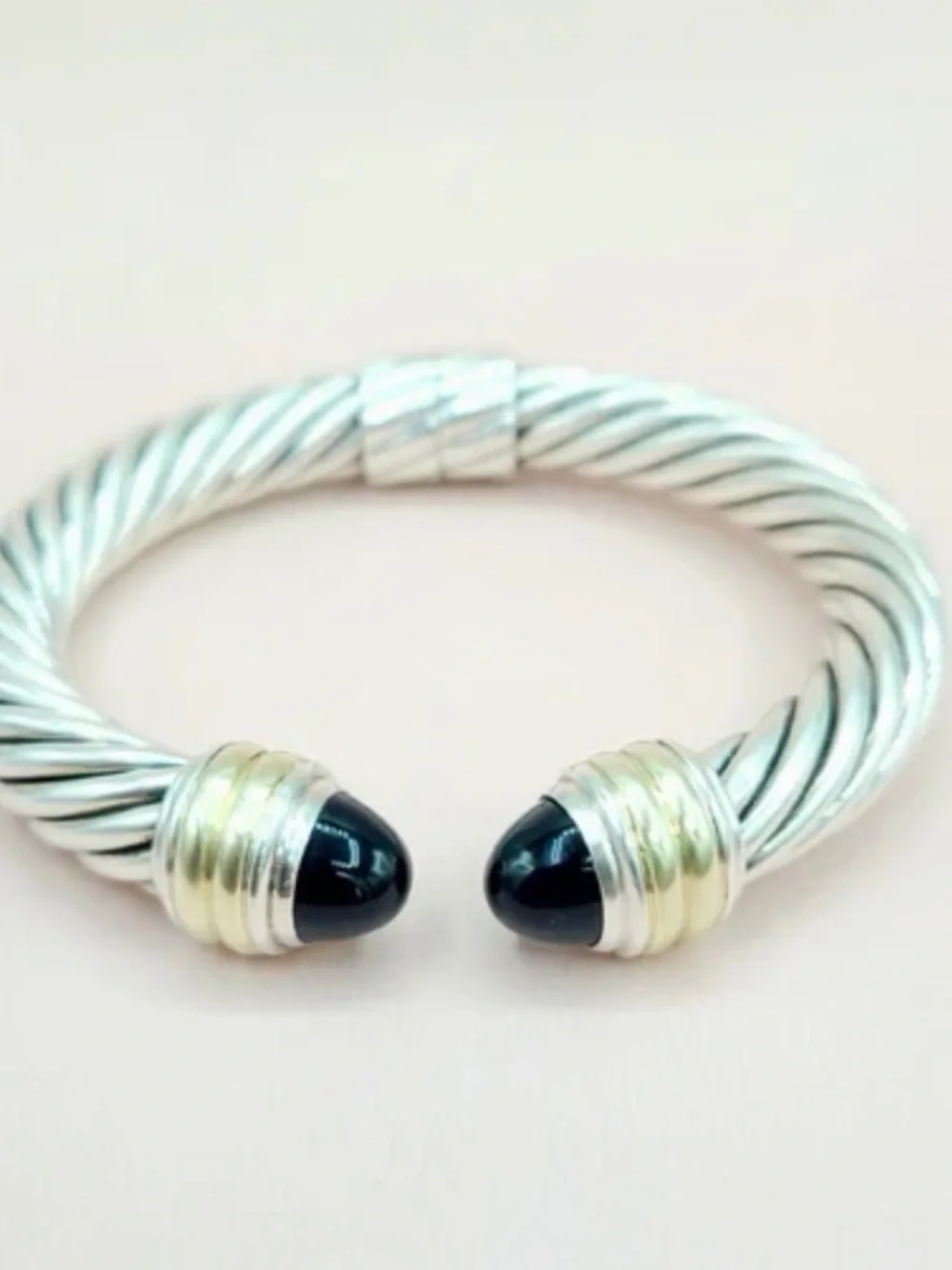 David Yurman 10mm Cable Bracelet With Black Onyx And Gold